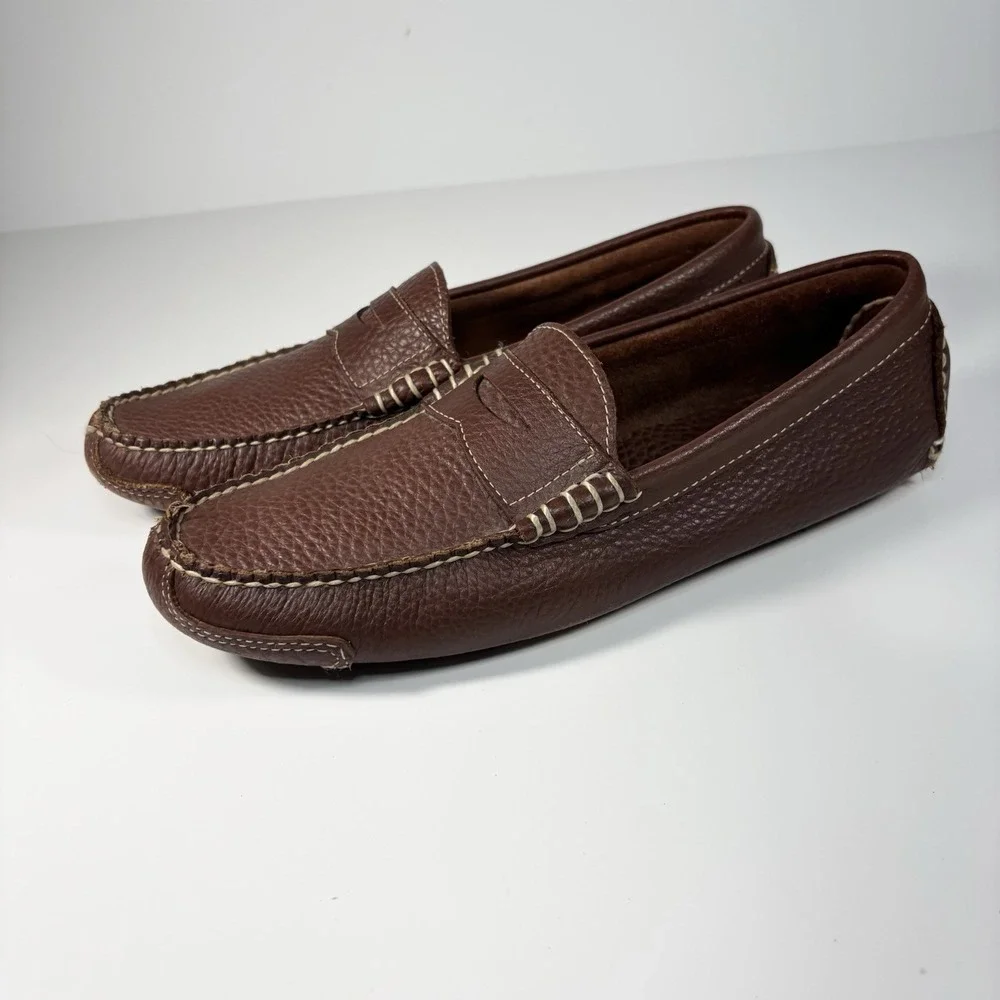 Brooks Brothers Men's Brown Pebble Grain Penny Loafer Moccasin Drivers 8.5 M